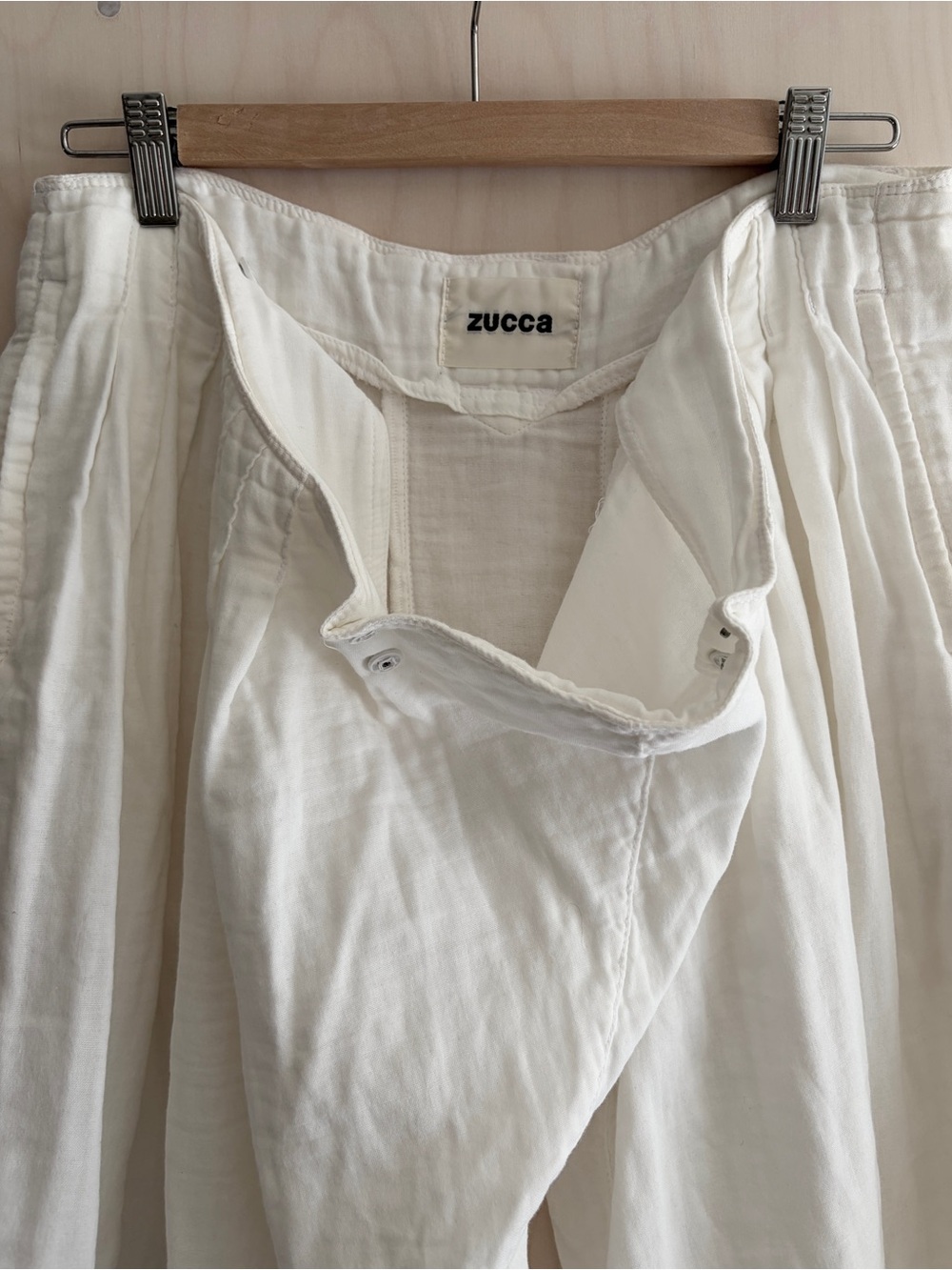 Zucca Japan White Cotton Gauze Wrap Skort - Picture 6 of 8
